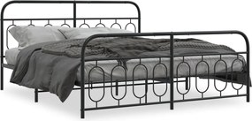 vidaXL Cadru pat metalic cu tăblii de cap/picioare, negru, 183x213 cm
