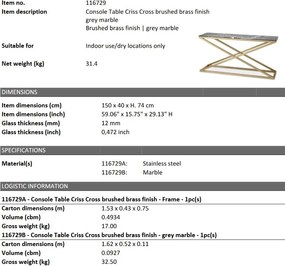 Consola design LUX Criss Cross 150x40cm