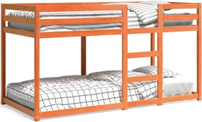 vidaXL Pat supraetajat, maro ceruit, 90x200 cm, lemn masiv de pin