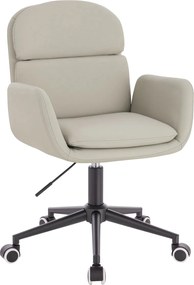 HR480K Scaun Ecru Piele Ecologica Premium Soft cu Bază Neagră