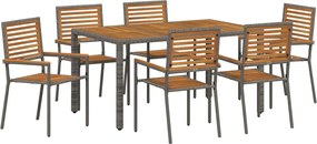 vidaXL Set de masă pentru grădină 7 pcs Gri și Brown poliratan