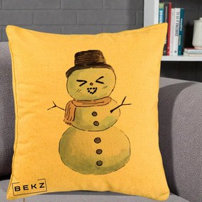 Perna Decorativa Om de Zapada Kawaii Haios, 40x40 cm, Galben, Husa Detasabila, Perna Inclusa, BEKZ®