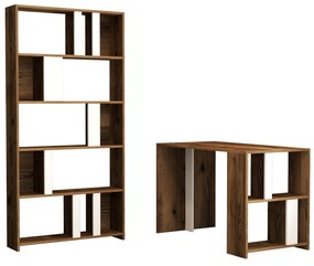 Masă PC cu raft Limba (Alb + Nuc). 1088395