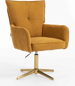 HR250CROSS Scaun Catifea Reiată Premium Ruloare Curry Galben Bază Aurie