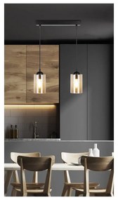 Lustră neagră cu abajur din sticlă 10x34 cm Bistro – Candellux Lighting