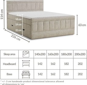 Pat boxspring bej cu spațiu de depozitare 180x200 cm Caya – Maison de Rêve