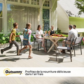 Outsunny Masă de grădină rotundă Ø 118 cm cadru din aluminiu pentru balcon, verandă, terasă, tec | Aosom Romania