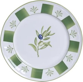 Farfurie din porțelan cu motiv măsline, verde, 27×27×2,8 cm, „Olivo"