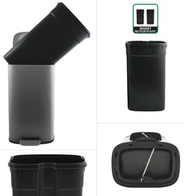 Coș de gunoi cu pedală soft-close Spirella Akira30 l, gri mat, 30 l