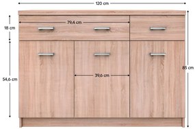 Comodă Topta Typ 23 3D2S (Stejar sonoma). 1075494