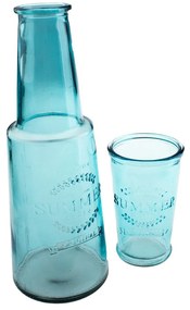 Carafă din sticlă cu pahar Dakls, 800 ml, albastru