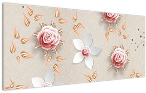 Tablou - Flori de trandafiri (120x50 cm)
