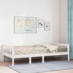 vidaXL Pat pentru copii fără saltea, alb, 90x200 cm, lemn masiv de pin