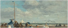 Tablou - Eugène Boudin, Beach  at Trouville, reproducere (120x50 cm)