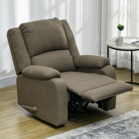 HOMCOM Fotoliu de relaxare, funcție de întindere și suport de picioare, reglabil, până la 150 kg, cadru din oțel, 90 x 96 x 98 cm, Maro | Aosom Romania