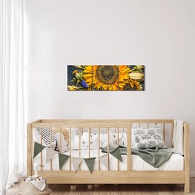 Tablou - Flori de toamnă (cu ceas) (90x30 cm)