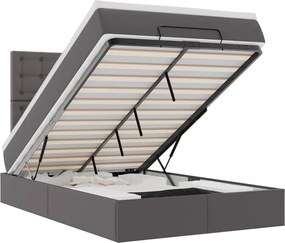 vidaXL Cadru pat otoman cu saltea gri 120x190 cm piele artificială