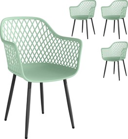 Outsunny Set de 4 Scaune de Grădină, cu Spătar Diamantat, Cotiere, Verde | Aosom Romania