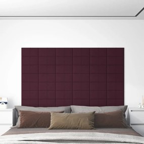Panouri de perete 12 buc. violet 30x15 cm textil 0,54 m   12, Violet, 30 x 15 cm