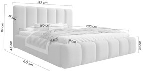 Pat tapițat Aura 160x200 cu spațiu depozitare - bouclé bej Quelle 05