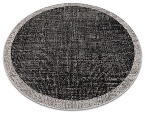 Covor sisal Floorlux Cerc 20401 Cadru negru si argintiu