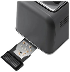 Prajitor de paine BUYDEEM DT730E, 900W, 2 felii, 9 programe automate, 9 treptede prajire, Carcasa din otel inoxidabil, Afisaj LCD, Indicatori LED, Auto-centrare, Timer, Gri