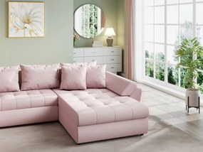 Colțar extensibil dumonde cu ladă de depozitare si sezut confortabil din spuma high-density, Loana U Enjoy Flamingo 355x185 cm