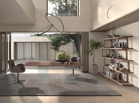 Masa dining design LUX Glass and Walnut 220x110cm