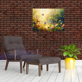 Tablou - Pajiște cu flori de primăvară, pictură (70x50 cm)