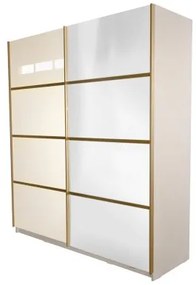 Gold Dulap 1800 Crem cu usi MDF Lucios si Oglinda + 1 Comoda