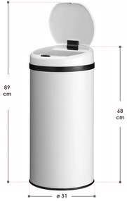 Coș de gunoi rotund cu senzor - 40 L - alb