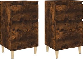 vidaXL Noptiere, 2 buc., stejar afumat, 40x35x70 cm