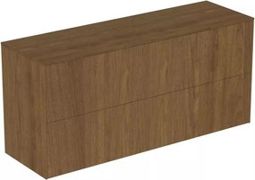 Dulap baza suspendat Ideal Standard Atelier Conca 2 sertare cu blat 120 cm finisaj nuc inchis