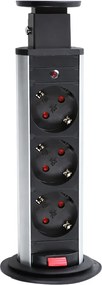 Priză încorporabilă în blat Lift Box Design Light, 3 prize Schuko, negru, D:71 mm Plastic, Negru, D:71 mm; H:285 mm