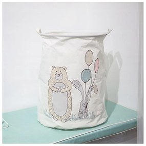 Cos pentru jucarii si rufe cu imprimeu BEAR 35x45 cm, alb