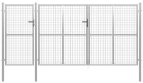 vidaXL Poartă de grădină din oțel 400x150 cm argintie