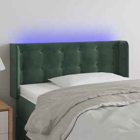 3123709 vidaXL Tăblie de pat cu LED, verde închis, 93x16x78/88 cm, catifea