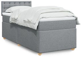 vidaXL Pat box spring cu saltea, gri deschis, 90x200 cm, textil