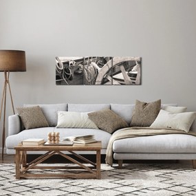 Tablou - Cârma de barcă cu vele (cu ceas) (90x30 cm)