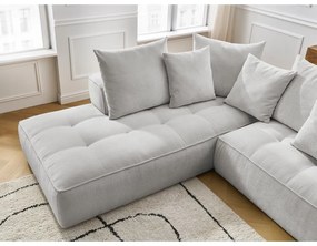 Colțar gri deschis cu tapițerie din chenille (cu colț pe partea dreaptă/în formă de ”L”) Whesley – Bobochic Paris