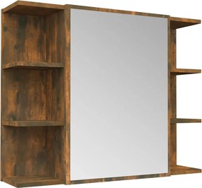 vidaXL Dulap baie cu oglindă stejar fumuriu 80x20,5x64cm lemn compozit