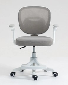 Scaun ergonomic pentru copii, suport lombar, suport picioare reglabil, rotativ, Gri