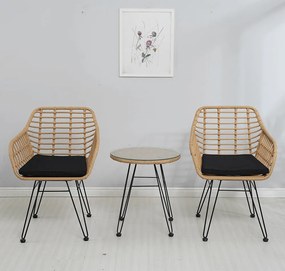 Set de 3 piese de grădină, natural / negru, VALIN