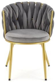 Scaun K517 velvet gri/auriu