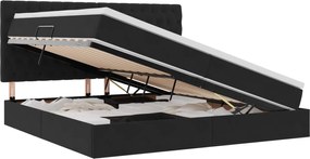 vidaXL Pat cu saltea și LED cu saltea Negru 200 x 200 cm Catifea
