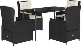 vidaXL Set mobilier de grădină cu perne, 5 piese, negru, poliratan