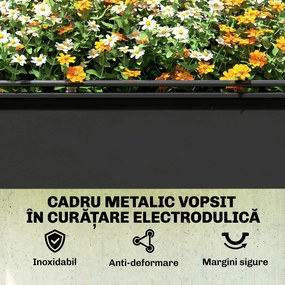 Outsunny Pat Ridicat cu Acoperire Rabatabilă pentru Sera, Ladă de Grădină Ridicată din Metal cu Orificiu de Drenaj, Negru | Aosom Romania