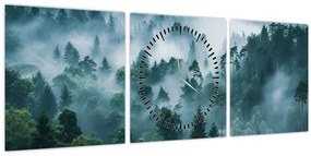 Tablou - Pădure în Ceață (cu ceas) (90x30 cm)