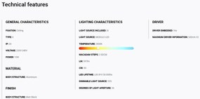 Spot LED incastrabil TULIPA Black recessed downlight 10W 36° 3000K CRI90 triac