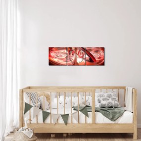 Tabloul - forme roșii (cu ceas) (90x30 cm)